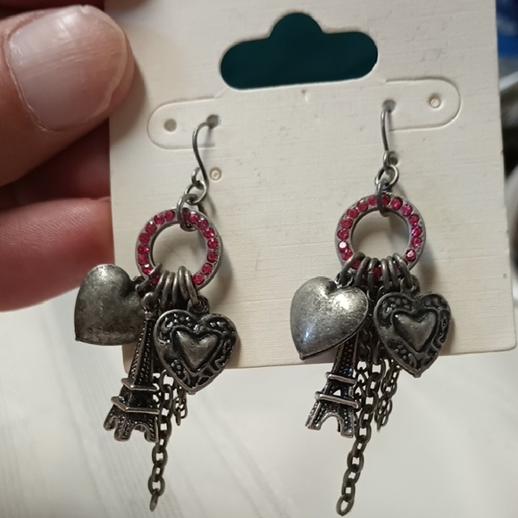 Disney Jewelry - Disney Silver and Pink Romantic Earrings